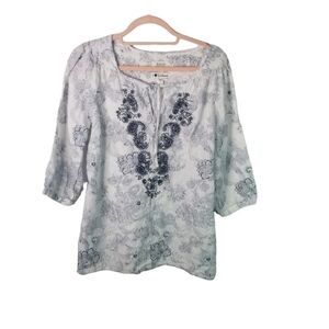 Malvin i love linen paisley embroidered tunic